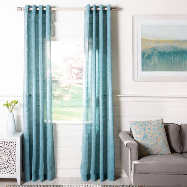 SAFAVIEH Blue Solid Grommet Sheer Curtain - 52 in. W x 96 in. L