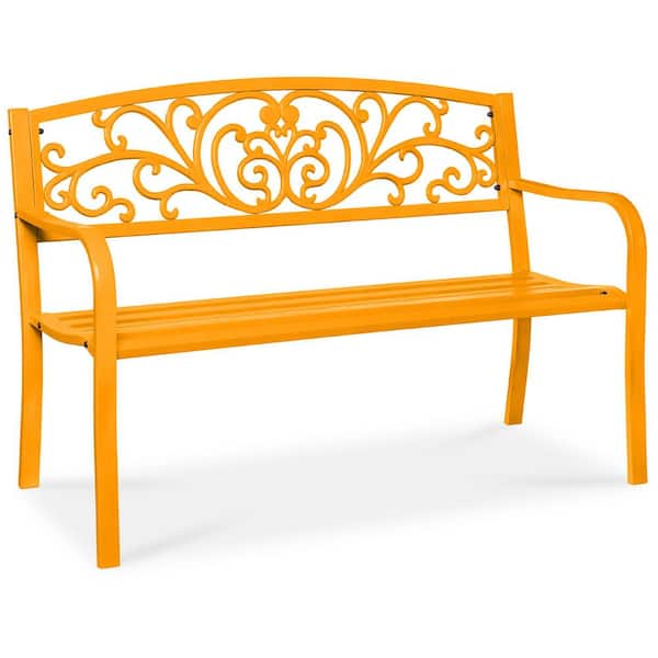 3-Person Marigold Metal Outdoor Bench