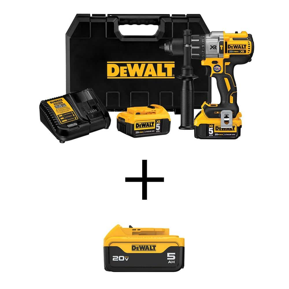 DEWALT 20V MAX Cordless Brushless 3 Speed 1 2 in. Hammer Drill 3 20V 5.0Ah Batteries and Charger DCD996P2wB The Home Depot