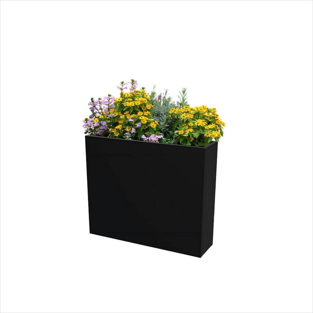 Lirago 30 in. H x 36 in. L Black Metal Rectangular Planter Box HD0201 ...