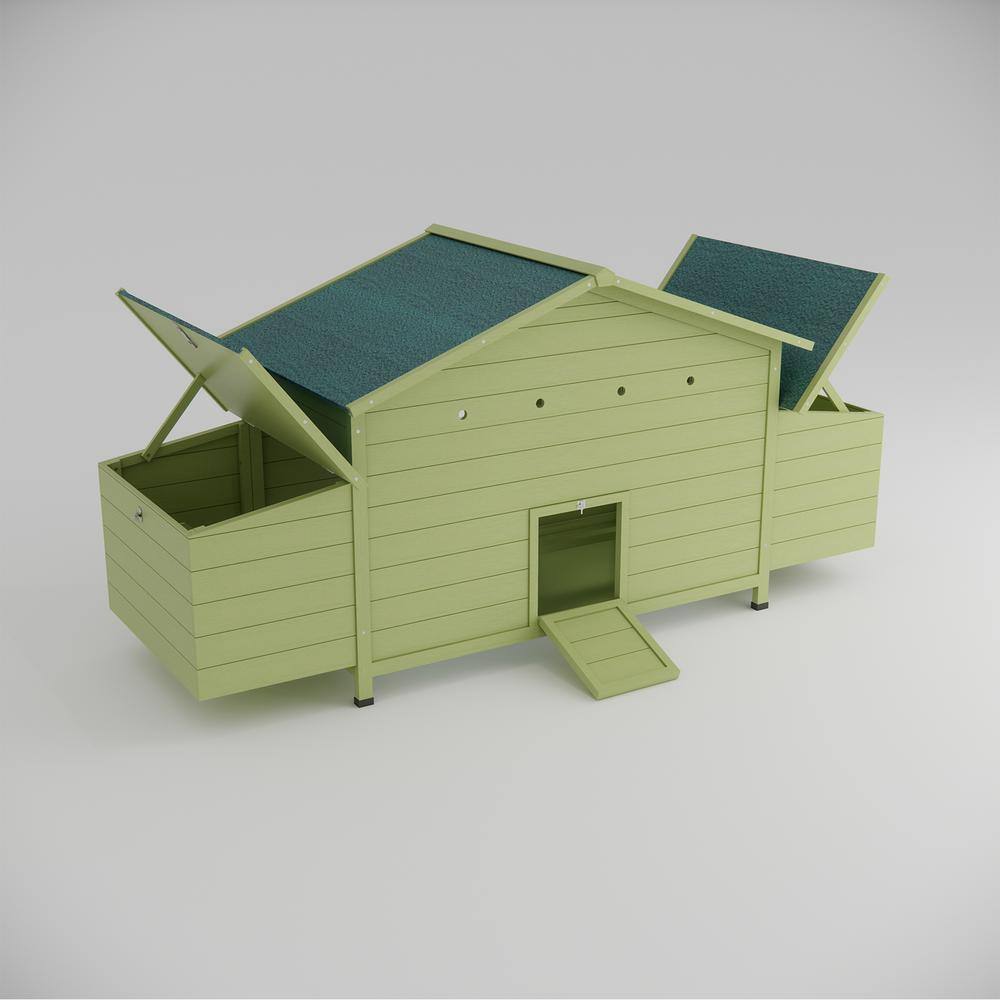 Large Green Wooden Chicken Coop with Nesting Boxes