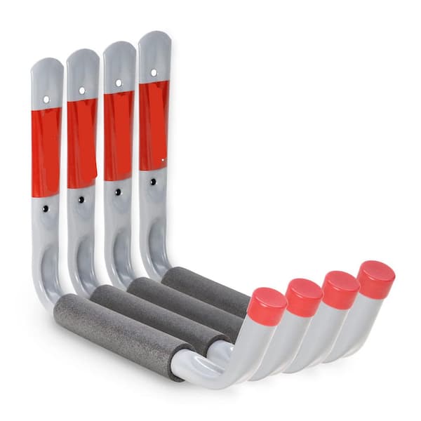 Utility Hooks 9.8in. Steel Wall Rack with Jumbo Arm Garage Storage Organizer for Ladder Bike Ski Tool Heavy Duty 4PC