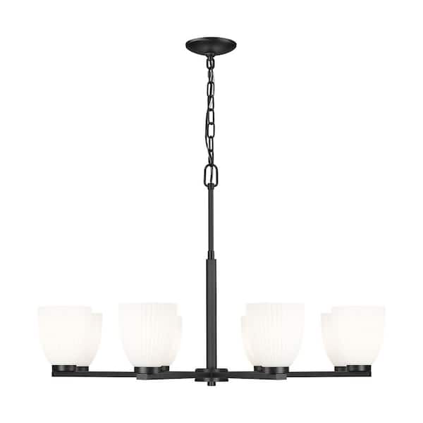 Naya 8 light Matte Black Chandelier for Indoor Use with No Bulbs Included