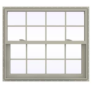 41.5 in. x 35.5 in. V-2500 Series Desert Sand Vinyl Single Hung Window with Colonial Grids/Grilles