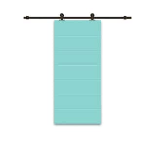 30 in. x 84 in. Mint Green Stained Composite MDF Paneled Interior Sliding Barn Door with Hardware Kit