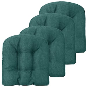 4-Pieces Green Patio Dining Chair Cushions U-Shaped Chair Pads Non-Slip Bottom