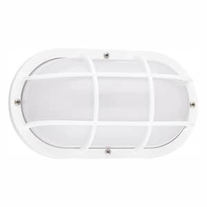 Bayside Small White 1-Light Outdoor 5 in. Bulkhead with LED Bulb