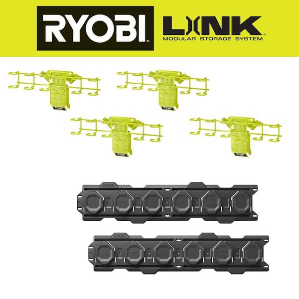 RYOBI LINK Screwdriver Holder (4-Pack) with Wall Rail (2-Pack)