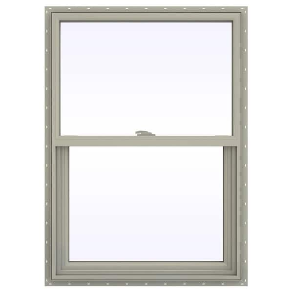 29.5 in. x 47.5 in. V-2500 Series Desert Sand Vinyl Single Hung Window with  Fiberglass Mesh Screen