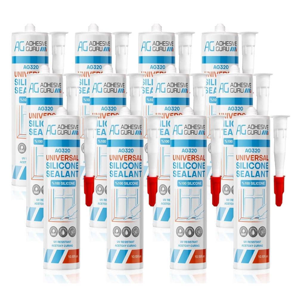 AG320 10.15 oz. Transparent Clear 100% Silicone Sealant, Fast Cure, Semi Pe