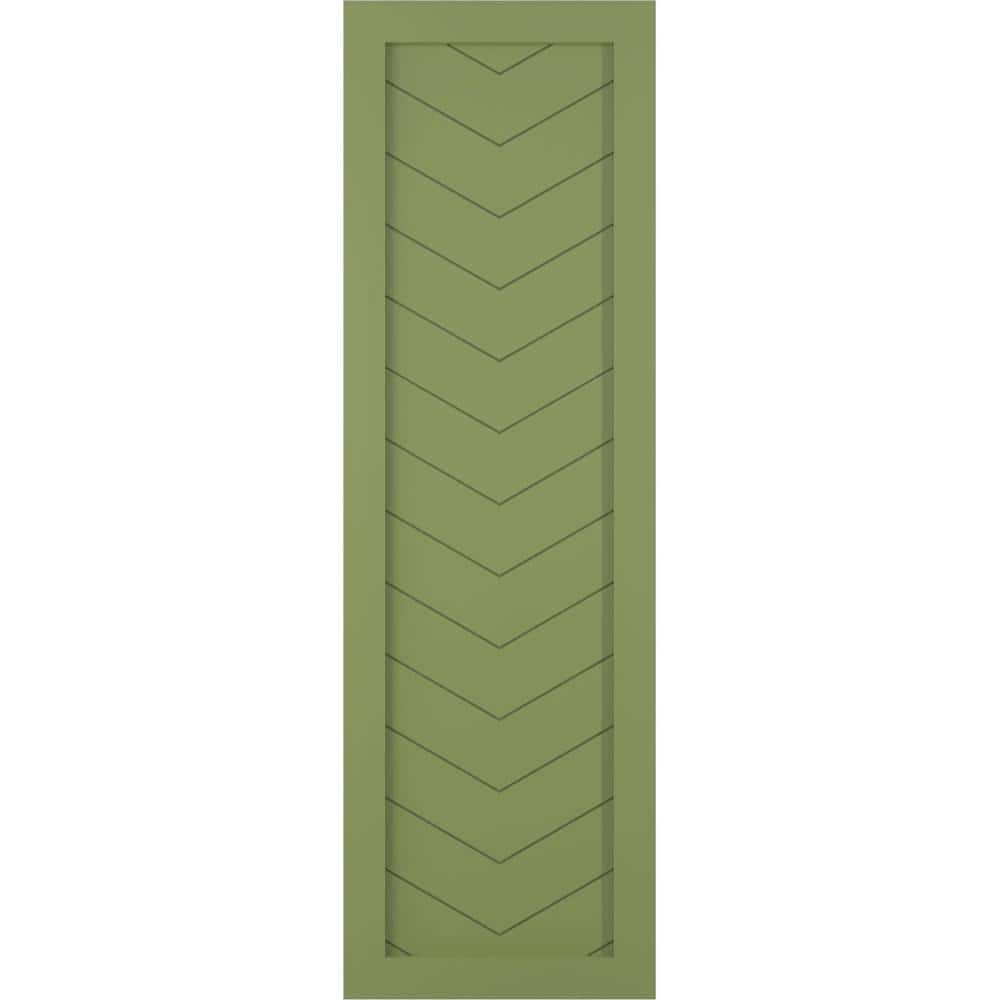15 in. x 38 in. TrueFit PVC Single Panel Chevron Modern Style Fixed Mount Board and Batten Shutters Pair in Moss Green price history on PriceWatchPro