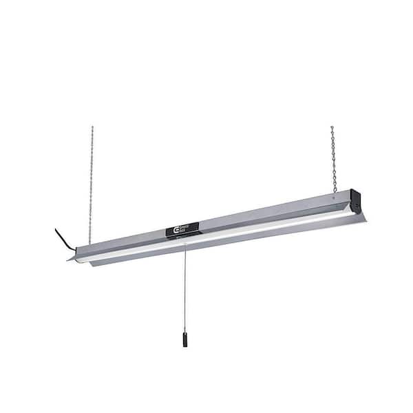 Commercial Electric 4000K 4 ft. Brushed Nickel Integrated LED Linkable Shop Light Pro with 5 ft. Linking Cord