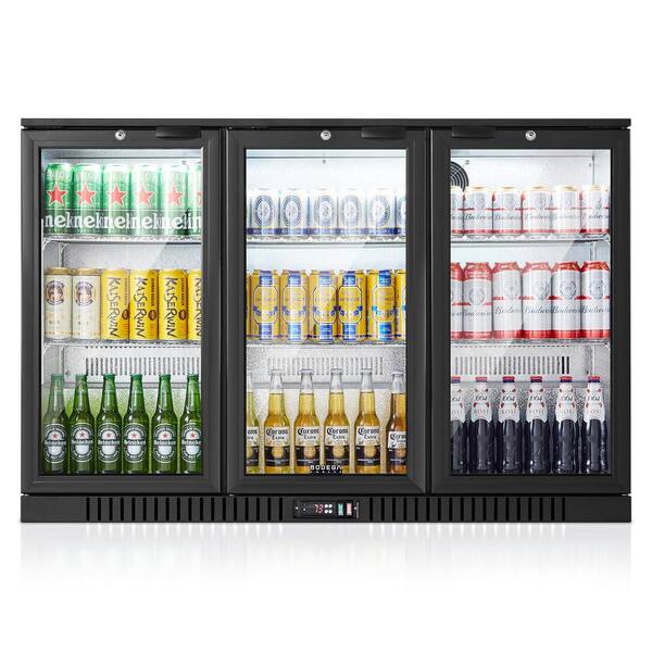 BODEGA 53 in. Single Zone 328 Cans 3 Glass Sliding Door Counter Height Back Bar Beverage Cooler Refrigerator in Black