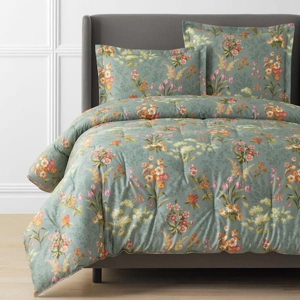 Legends Hotel Blooming Elegance Wrinkle-Free Olive Green King/California King Comforter