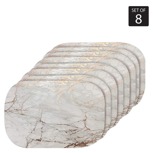 Dainty Home Marble Cork 12" x 18" In. Yellows and Golds Cork Oval Placemats Set of 8