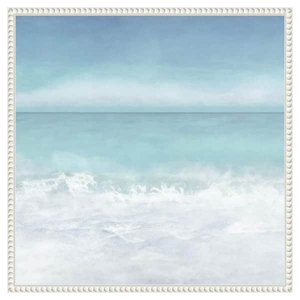 Amanti Art Tranquil Ocean Waves Beach II by Christine Zalewski 22 in. W x 22 in. H. Canvas Wall Art Print Framed in White