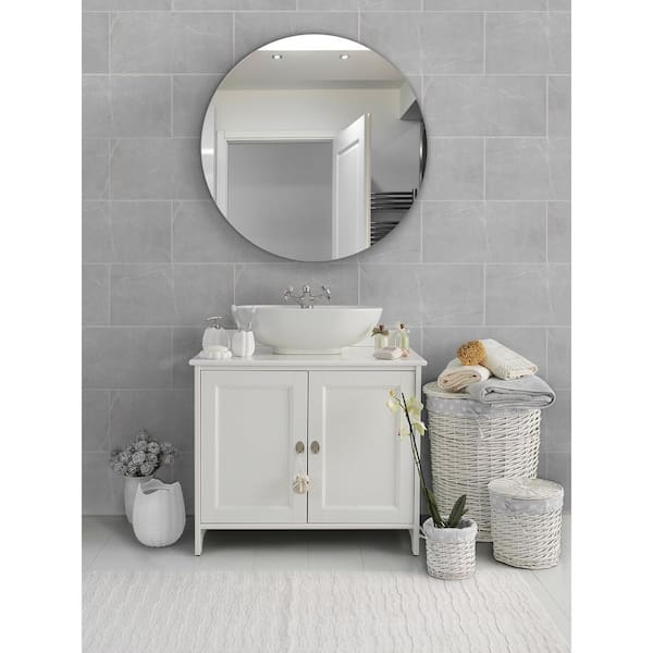 Sterlina Gray 23.62 in. x 47.24 in. Polished Marble Look Porcelain Floor and Wall Tile (15.5 sq. ft./Case)