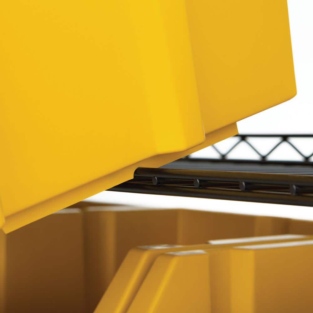 63.5" Black Steel 8-Tier Storage Rack with Yellow Bins