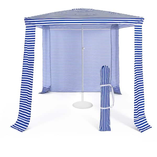 6.6 ft. x 6.6 ft. Navy Foldable Beach Cabana Easy-Setup Beach Canopy W/Carry Bag