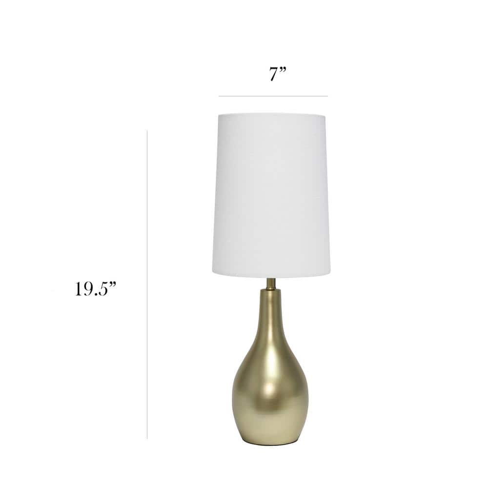 Gold Droplet Nightstand Lamp with White Empire Shade