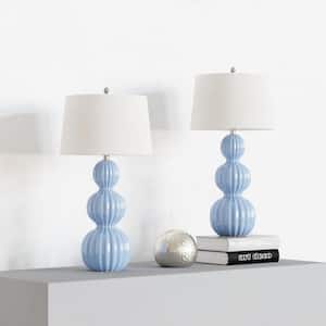 Columbia 28 " Blue Table Lamp Set With White Shade (Set of 2)