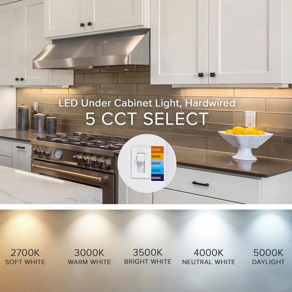 thumbnail image 2 of Dimmable Hardwired Under Cabinet LED Lighting - Linkable - UL Listed - Edge Lit Technology - Warm White - 2700K - White Finished 8" To 48" 32 Inch 2 of 9