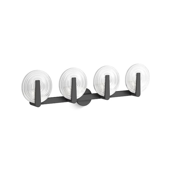 KOHLER Hint 4-Light Matte Black Swirl Glass Wall Sconce
