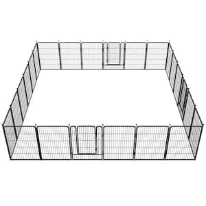 24-Panels Outdoor/Indoor Foldable Dog Playpen Metal Portable Pet/Dog Fence with Lockable Doors (40 in. H x 32 in. W)
