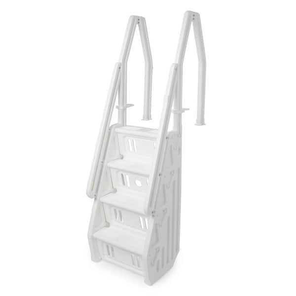 The Vinyl Works Deluxe 24 in. Adjustable In Step Ladder for Above Ground Pool in White