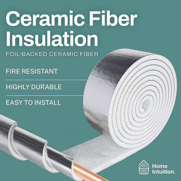 Home Intuition 3 in. x 25 ft. Ceramic Water Pipe Insulation Wrap Roll 2300F Rated Outdoor Pipe Wrap Insulation Tape PW314CF