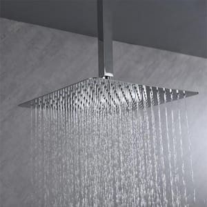 1-Spray Patterns with 2.5 GPM 12 in. Ceiling Mount Rain Fixed Shower Head in Chrome
