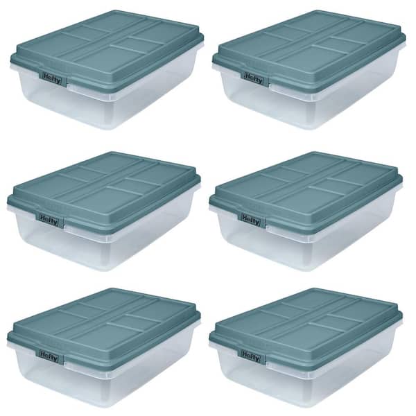 Hefty 40-Qt. Stackable Plastic Storage Bin with Lid 6-Pack