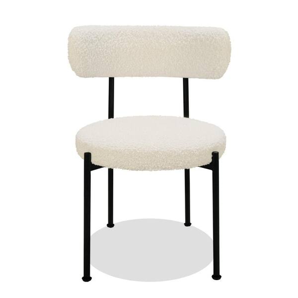 Benjara Off White and Black Polyester Metal Frame Dining Chair (Set of 2)
