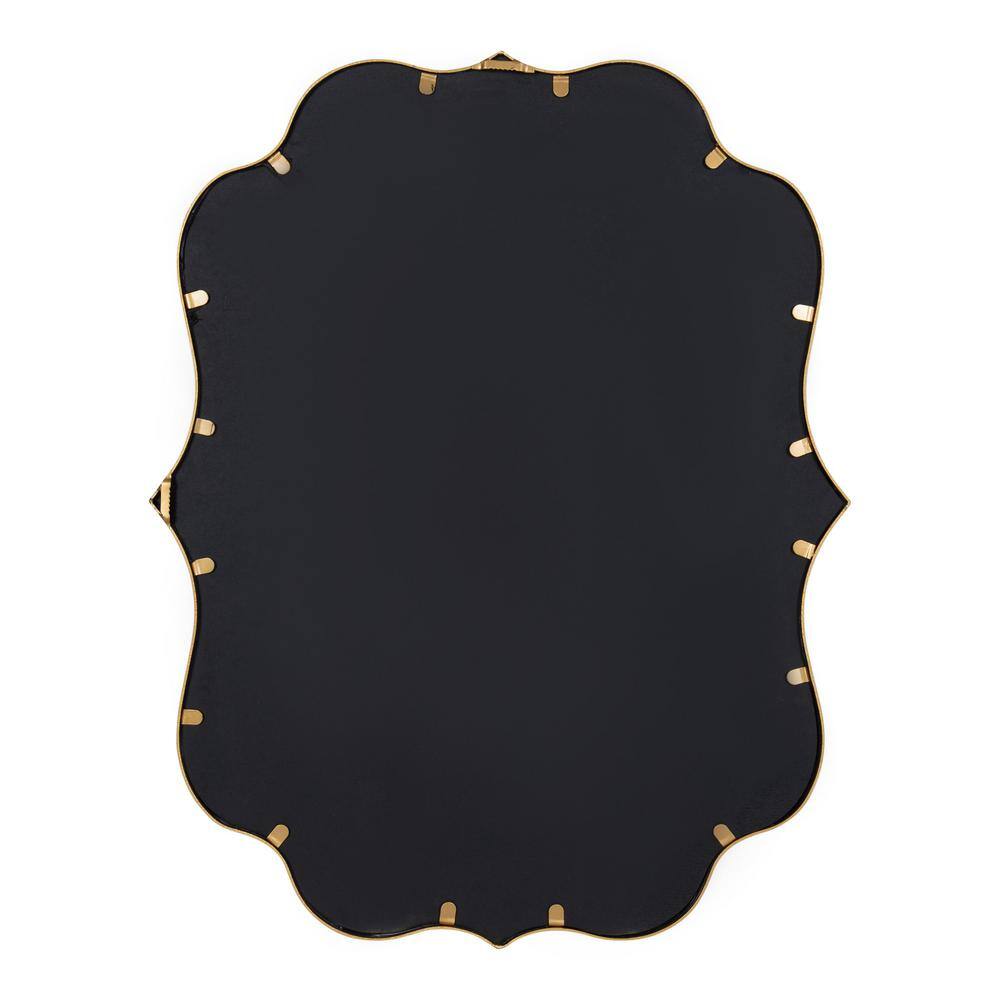 Elegant Gold Scalloped Rectangular Vanity Wall Mirror