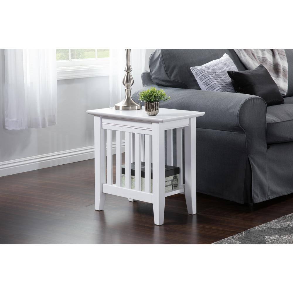 Mission 14 in. Wide White Rectangle Solid Hardwood Side Table Set of 2