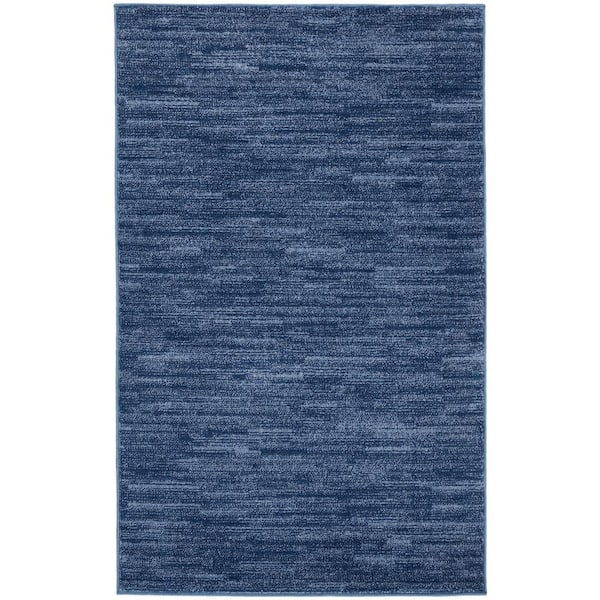 Essentials 3 ft. x 5 ft. Navy Blue Solid Contemporary Indoor/Outdoor Patio Kitchen Area Rug