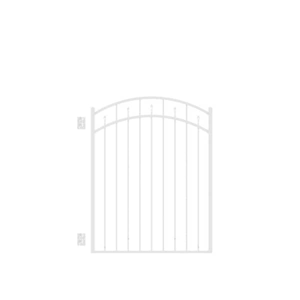 Barrette Outdoor Living 4 ft. W x 4.5 ft. H Brilliance Standard-Duty White Aluminum Arched Pre-Assembled Fence Gate