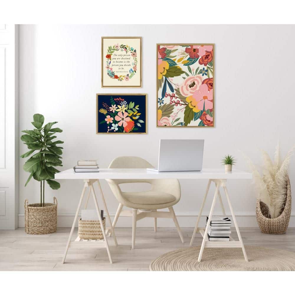 "Sylvie ""Softly"" by Mia Charro 3-Piece Gold Framed Art Print Set 33 in. x 23 in." price history on PriceWatchPro