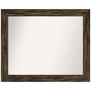 Fencepost Brown Narrow 32.5 in. W x 26.5 in. H Rectangle Non-Beveled Wood Framed Wall Mirror in Brown