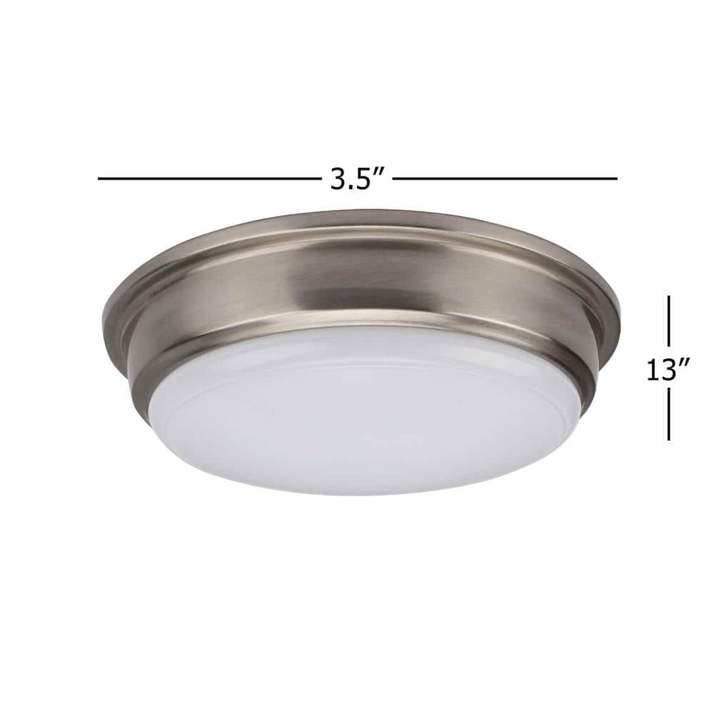 Brushed Nickel 13" LED Flush Mount Ceiling Light with Glass Shade