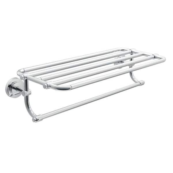 MOEN ISO 10-7/10 in. L x 6-9/25 in. H x 26-19/20 in. W Zinc Hotel-Style Bathroom Shelf in Chrome