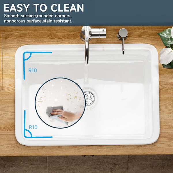 Kuomih 27 in. Fireclay Kitchen Sink Drop-in/Undermount Dual Mount