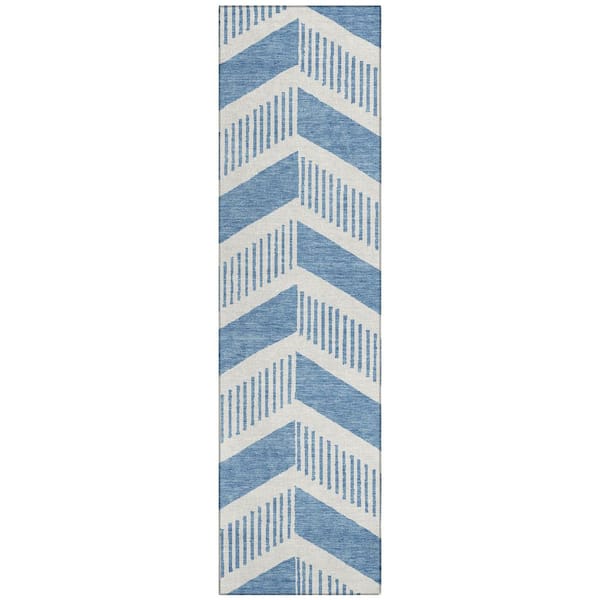 Chantille Machine Washable Indoor/Outdoor Abstract ACN2910 Denim 2 ft. x 7 ft. Runner Rug