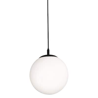 Loretto 1-Light Black Shaded Pendant with Glass Shade