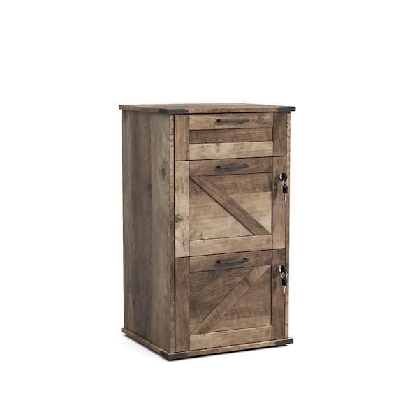 3-Drawer Grey Wood 17. 72 in. W Vertical File Cabinet