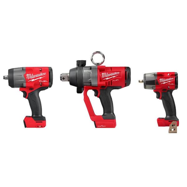 Milwaukee M18 FUEL 18V Lithium-Ion Brushless Cordless 1/2 in. Impact Wrench w/Friction Ring w/1 in. & 3/8 in. Impact Wrenches