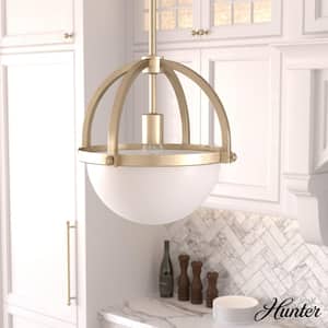 Wedgefield 1-Light Alturas Gold Island Pendant Light with Frosted Cased White Glass Shade Kitchen Light