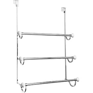 Stainless Steel 22.5 in. Over-the-door Triple Towel Rack in Chrome for Universal Fit on Over Cabinet, Cupboard and Doors