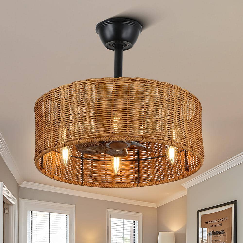 Oaks Aura Cora 20 in. Indoor Brown Rattan Wicker Scandi