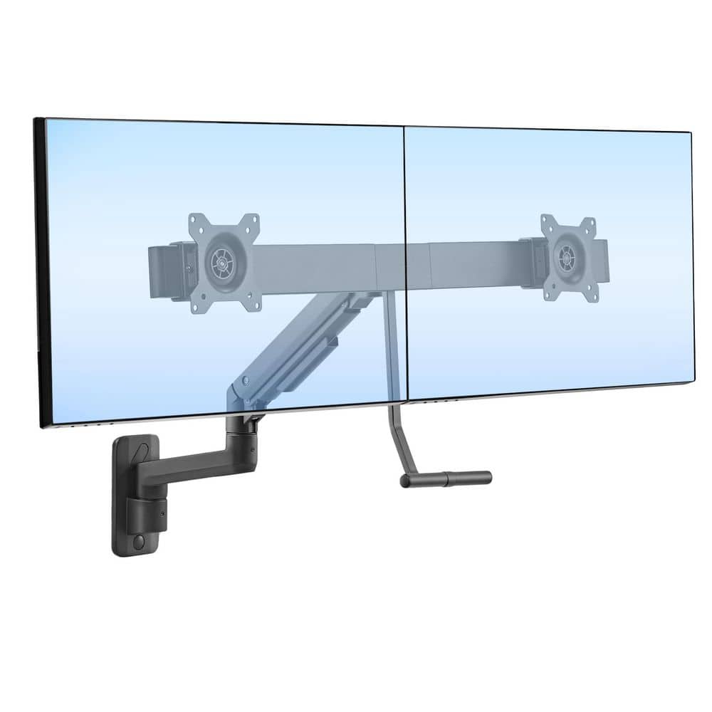 Mount-It! Dual Monitor Wall Mount with Gas Spring Arm and Crossbar for monitors up to 32" | holds up to 19.8 lbs per monitor | MI-12010